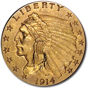 1914 $2.50 Indian Gold Quarter Eagle AU