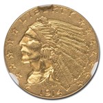 1914 $2.50 Indian Gold Quarter Eagle MS-61 NGC