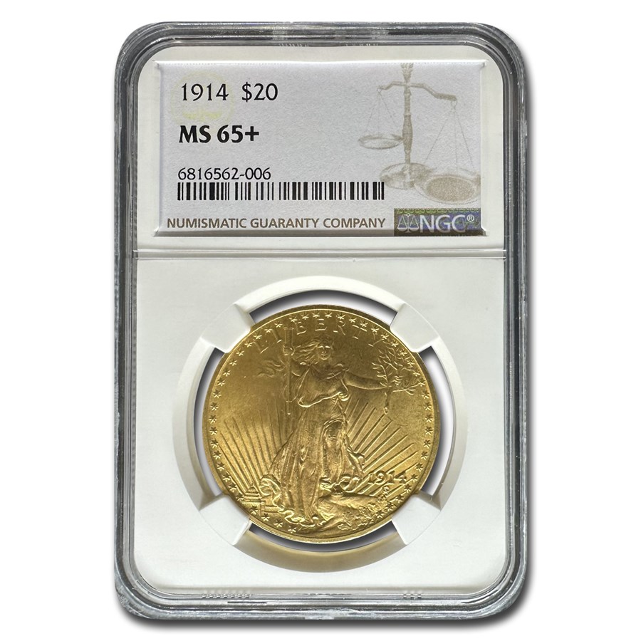 1914 $20 Saint-Gaudens Gold Double Eagle MS-65+ NGC