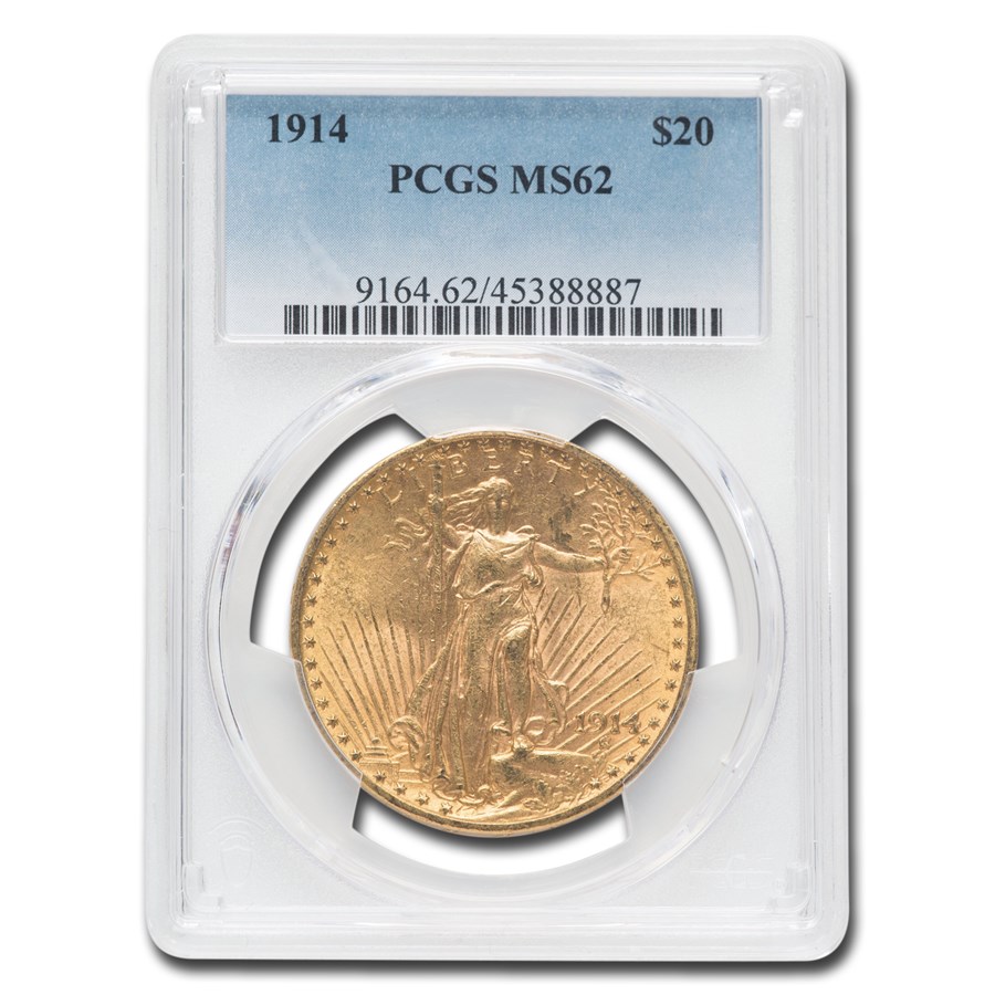 1914 $20 St Gaudens Gold Double Eagle MS-62 PCGS