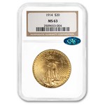 1914 $20 St Gaudens Gold Double Eagle MS-63 NGC CAC