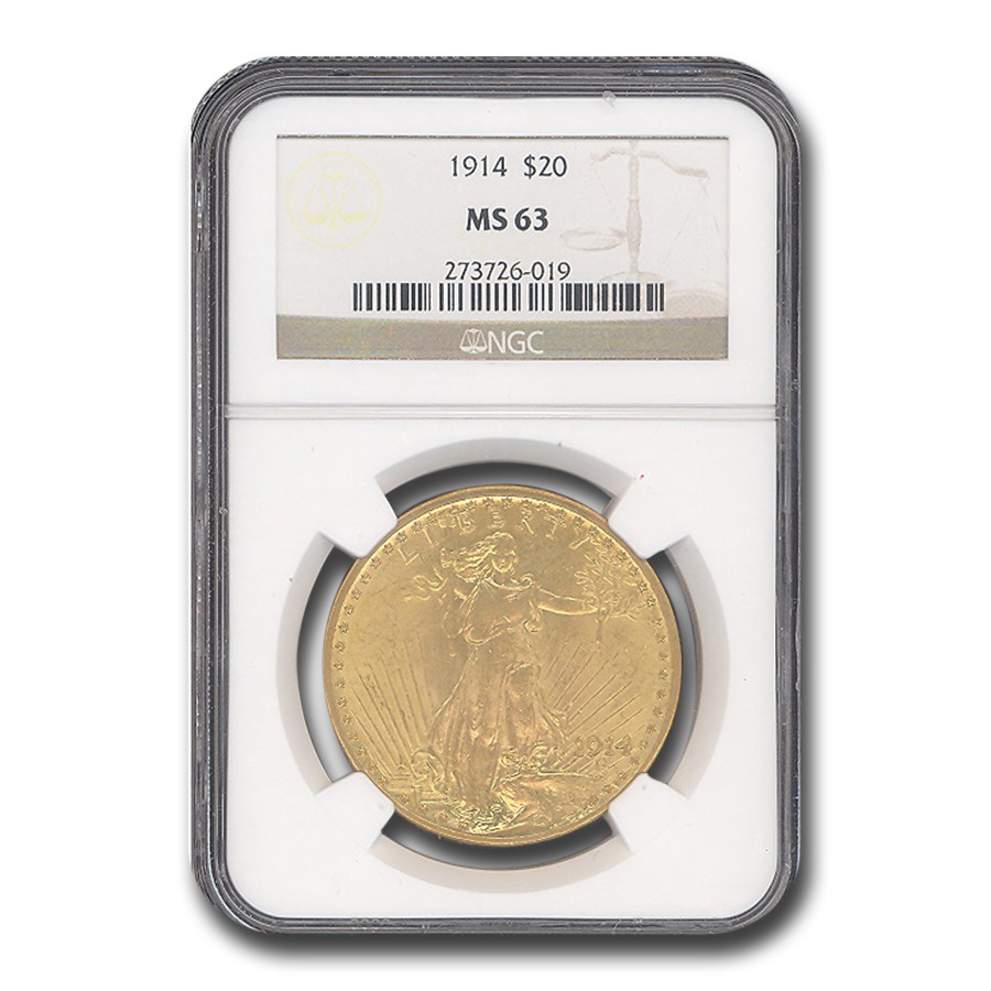 1914 $20 St Gaudens Gold Double Eagle MS-63 NGC