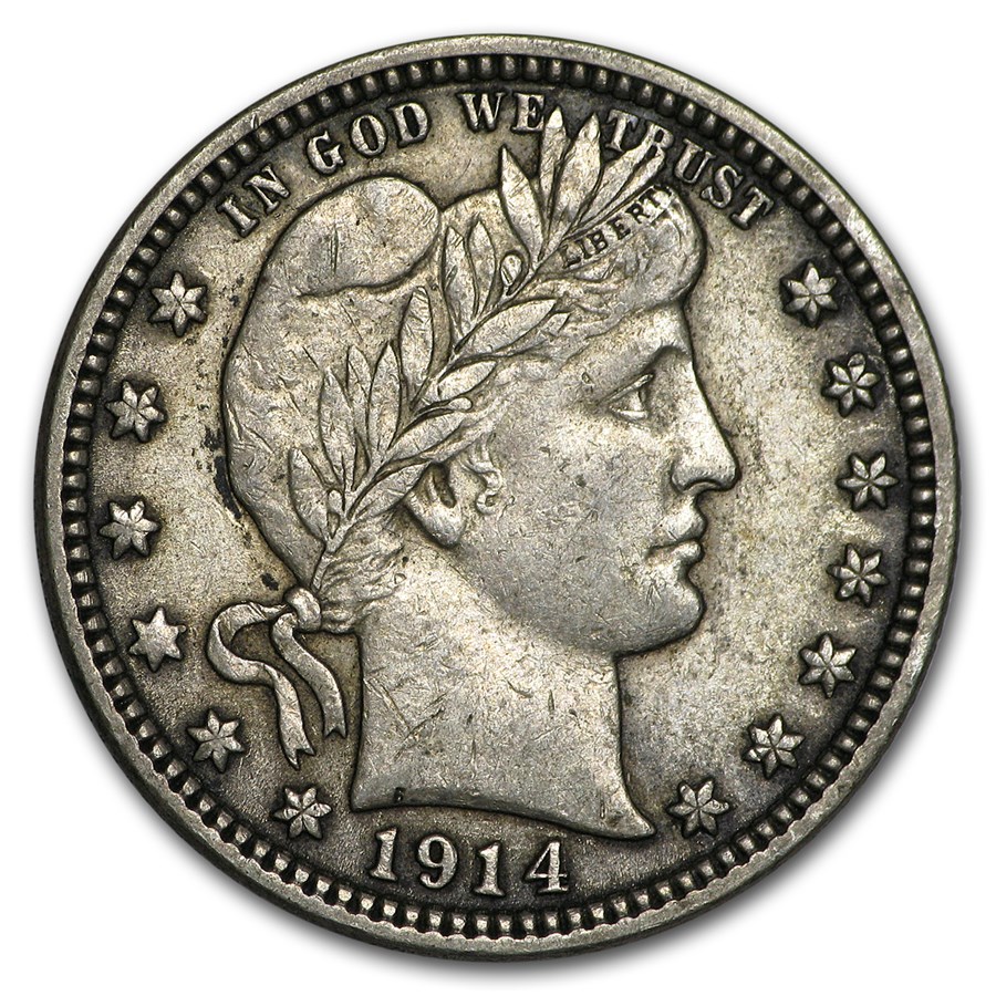 1914 Barber Quarter AU