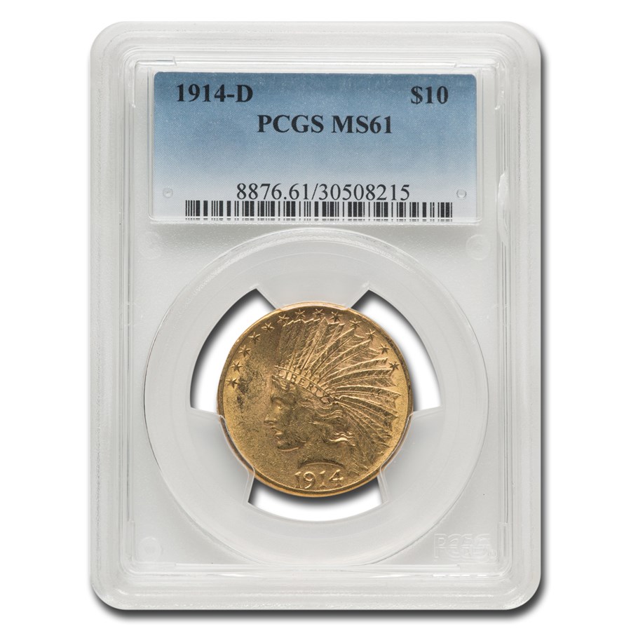 1914-D $10 Indian Gold Eagle MS-61 PCGS