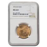 1914-D $10 Indian Gold Eagle MS-64+ NGC