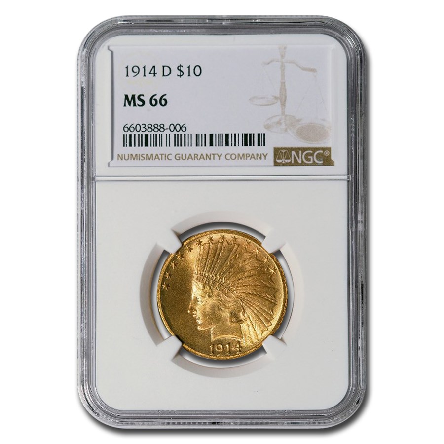 1914-D $10 Indian Gold Eagle MS-66 NGC