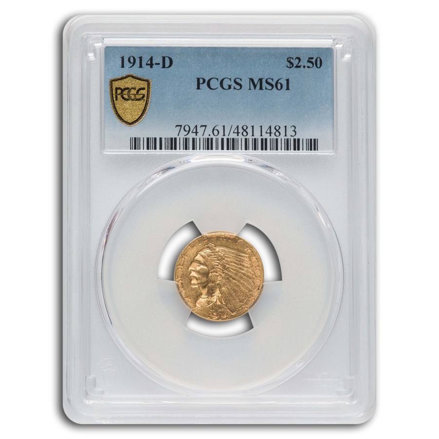 1914-D $2.50 Indian Gold Quarter Eagle MS-61 PCGS