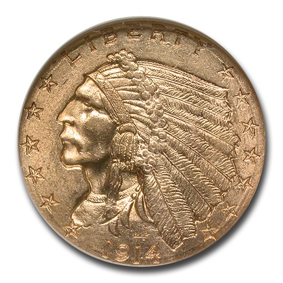 Buy 1914-D $2.50 Indian Gold Quarter Eagle MS-63 NGC CAC | APMEX