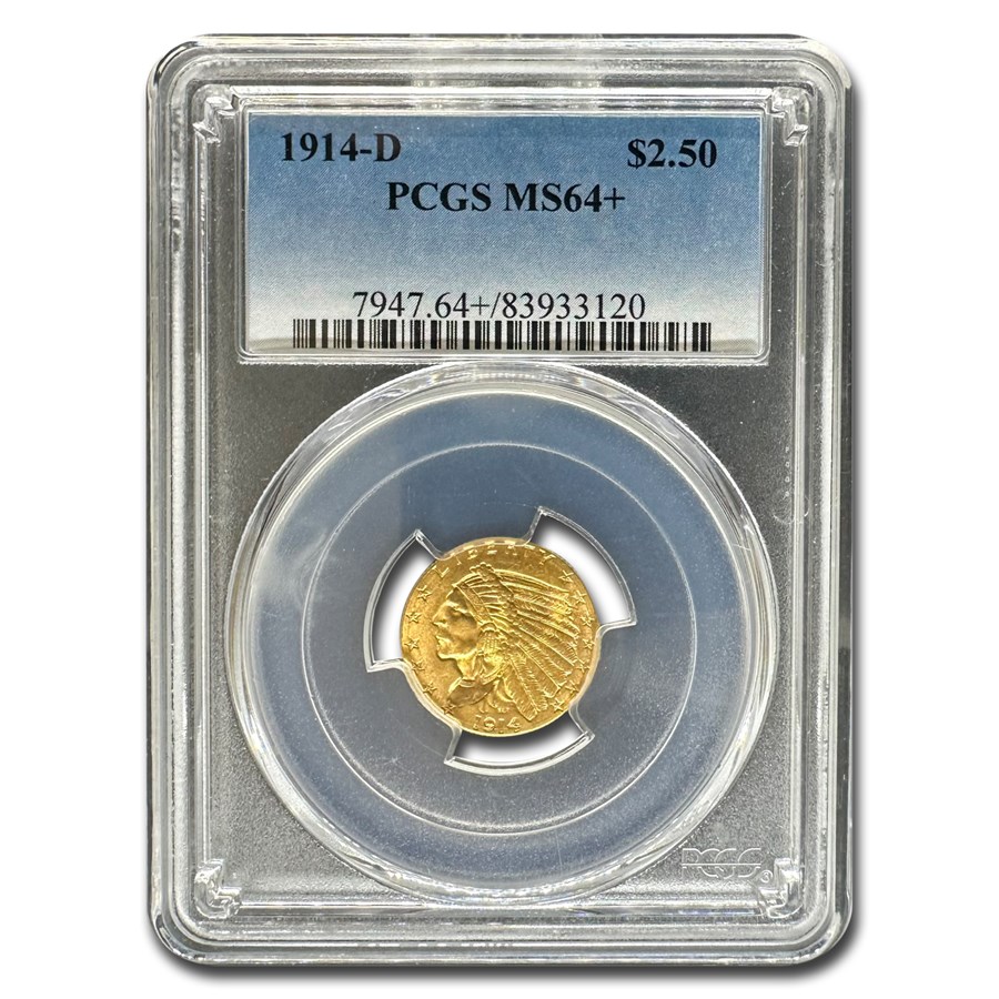 1914-D $2.50 Indian Gold Quarter Eagle MS-64+ PCGS