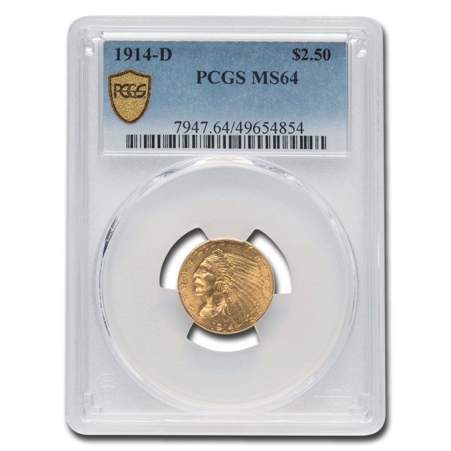 1914-D $2.50 Indian Gold Quarter Eagle MS-64 PCGS