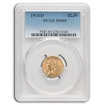 1914-D $2.50 Indian Gold Quarter Eagle MS-65 PCGS