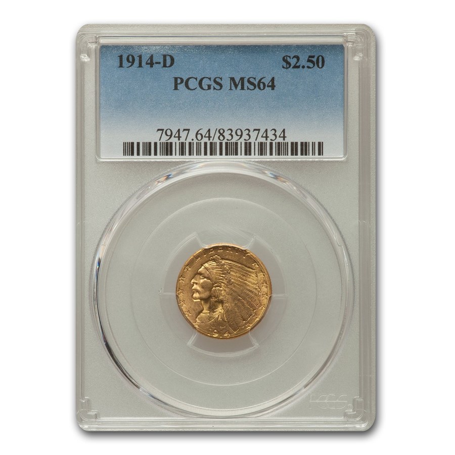 Buy 1914-D $2.50 Indian Head Gold Quarter Eagle MS-64 PCGS | APMEX