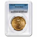 1914-D $20 St Gaudens Gold Double Eagle MS-65 PCGS