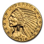 1914-D $5 Indian Gold Half Eagle AU