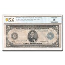 1914 (J-Kansas City) $5.00 FRN F-15 PMG (Fr#883A)