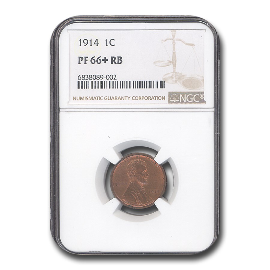 1914 Lincoln Cent PF-66+ NGC (Red/Brown)