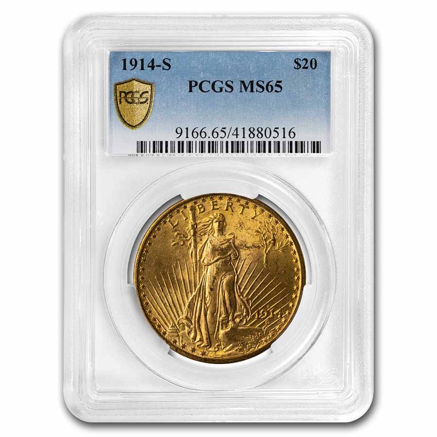 buy-1914-s-20-saint-gaudens-gold-double-eagle-ms-65-pcgs-graded-apmex