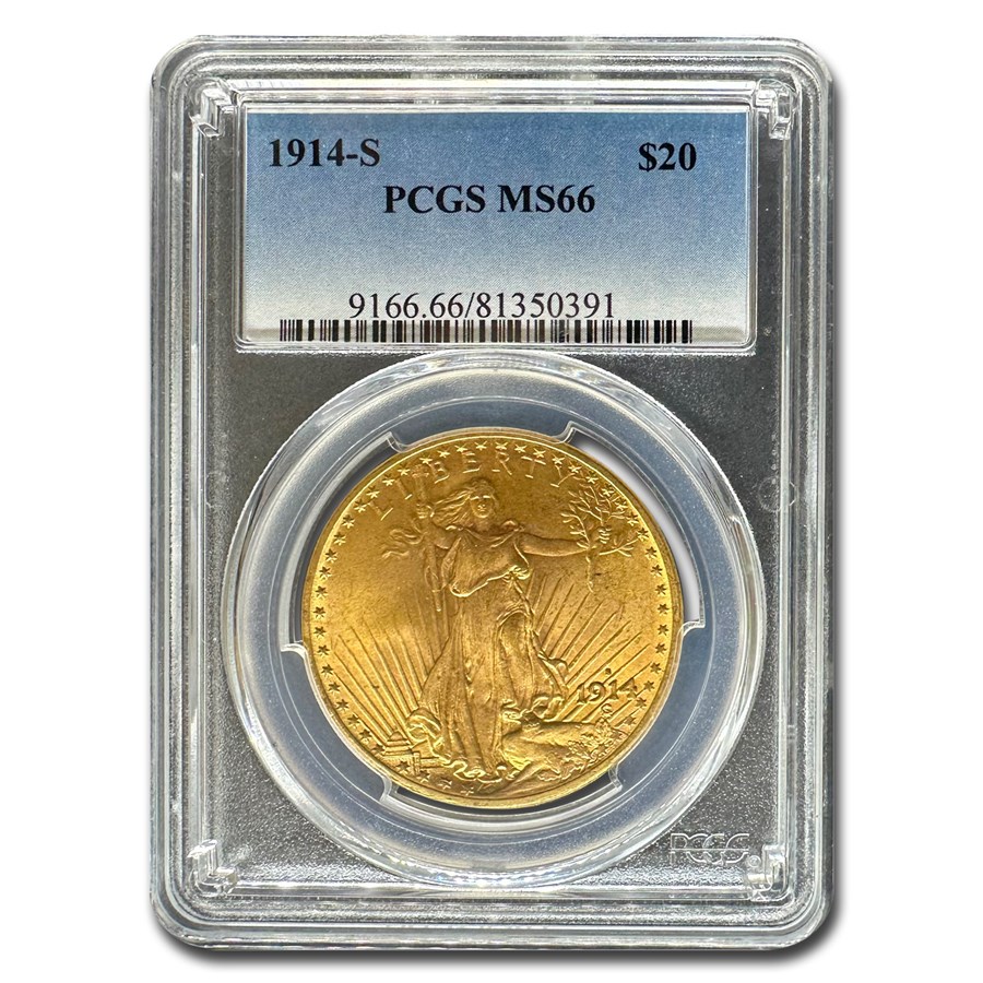 1914-S $20 Saint-Gaudens Gold Double Eagle MS-66 PCGS