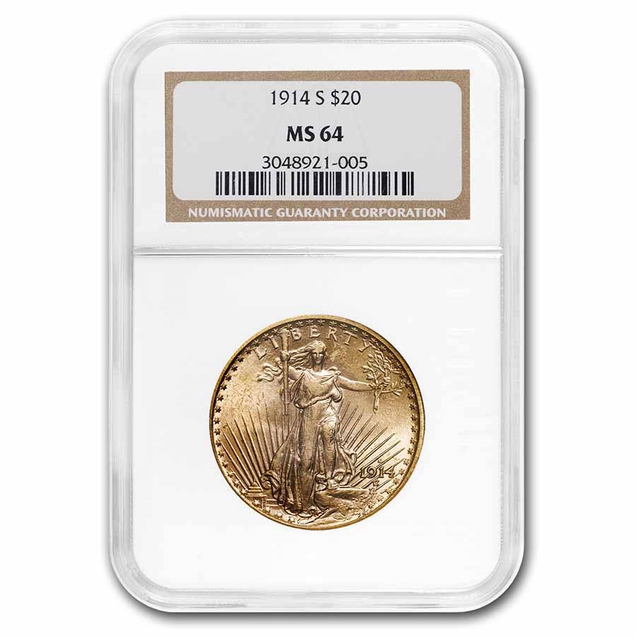 1914-S $20 St Gaudens Gold Double Eagle MS-64 NGC