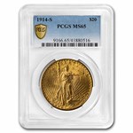 1914-S $20 St Gaudens Gold Double Eagle MS-65 PCGS