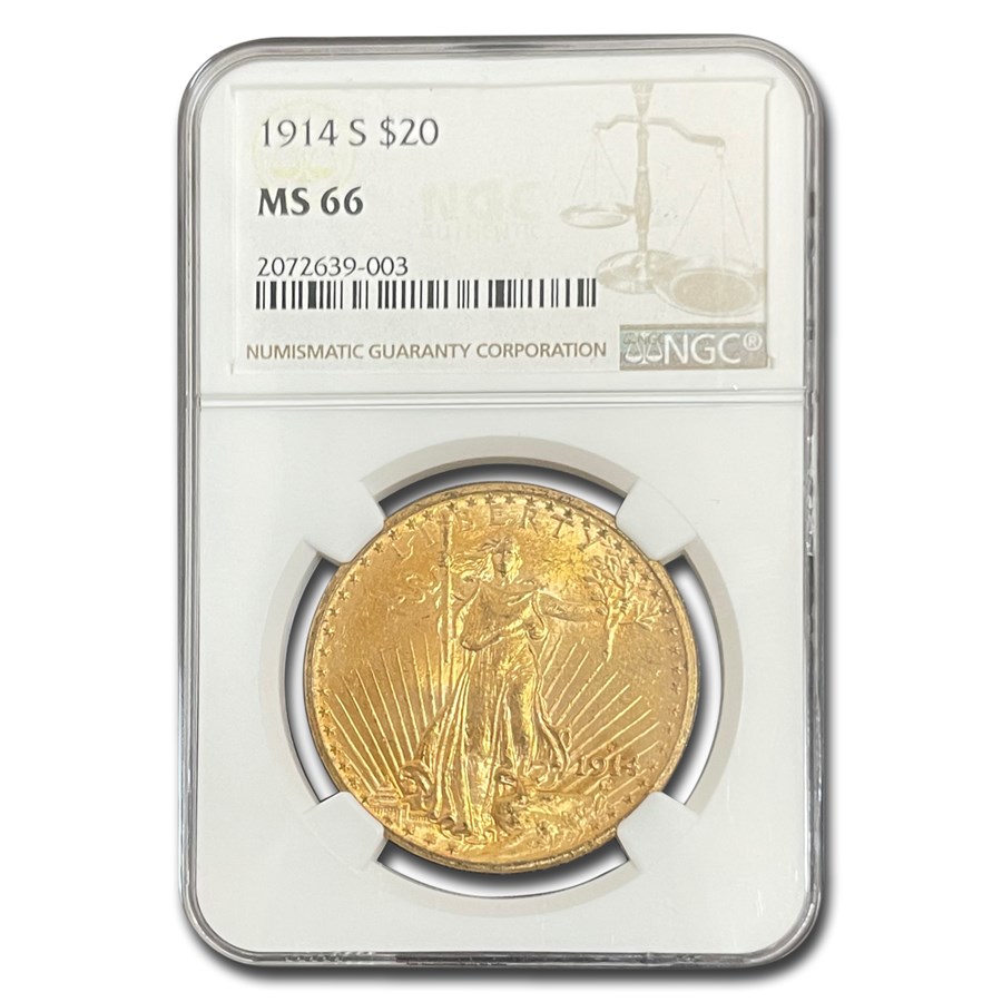 1914-S $20 St Gaudens Gold Double Eagle MS-66 NGC