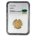 1914-S $5 Indian Gold Half Eagle AU-58 NGC CAC