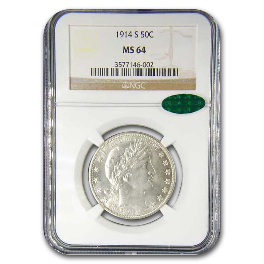 1914-S Barber Half Dollar MS-64 NGC CAC