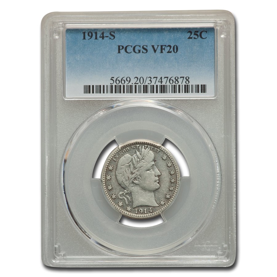 1914-S Barber Quarter VF-20 PCGS