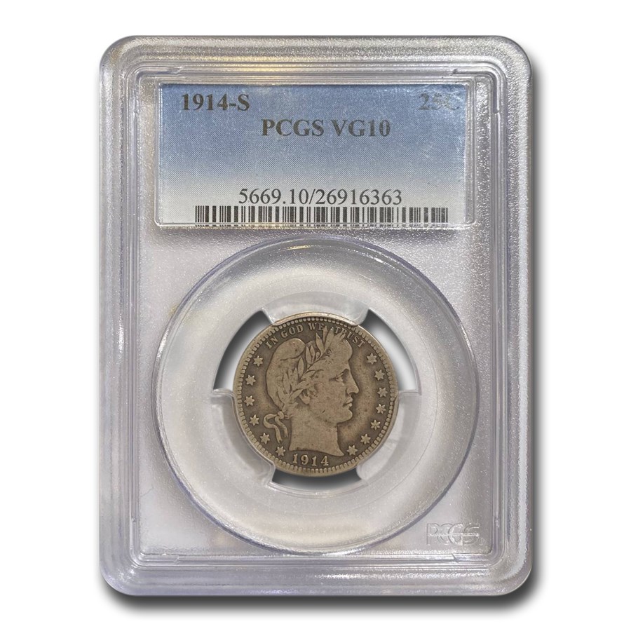 1914-S Barber Quarter VG-10 PCGS