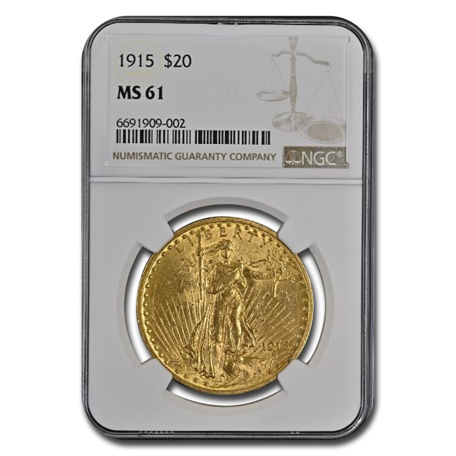 1915 $20 St Gaudens Gold Double Eagle MS-61 NGC