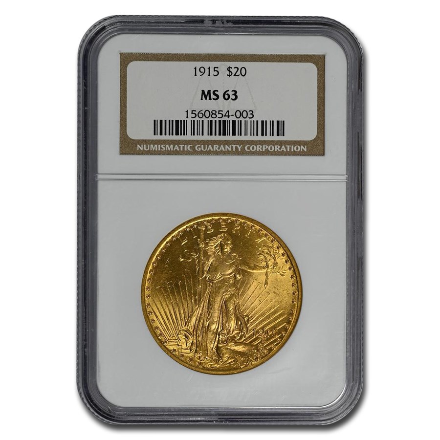 1915 $20 St Gaudens Gold Double Eagle MS-63 NGC