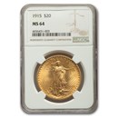 1915 $20 St Gaudens Gold Double Eagle MS-64 NGC