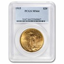 1915 $20 St Gaudens Gold Double Eagle MS-64 PCGS