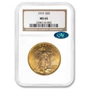 1915 $20 St Gaudens Gold Double Eagle MS-65 NGC CAC