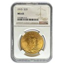 1915 $20 St Gaudens Gold Double Eagle MS-65 NGC