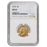 1915 $5 Indian Gold Half Eagle MS-63 NGC