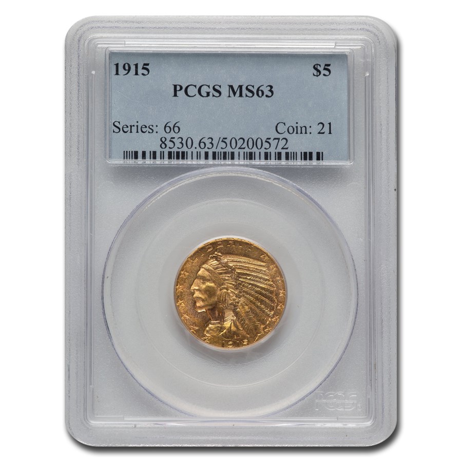 Buy 1915 $5 Indian Gold Half Eagle MS-63 PCGS | APMEX