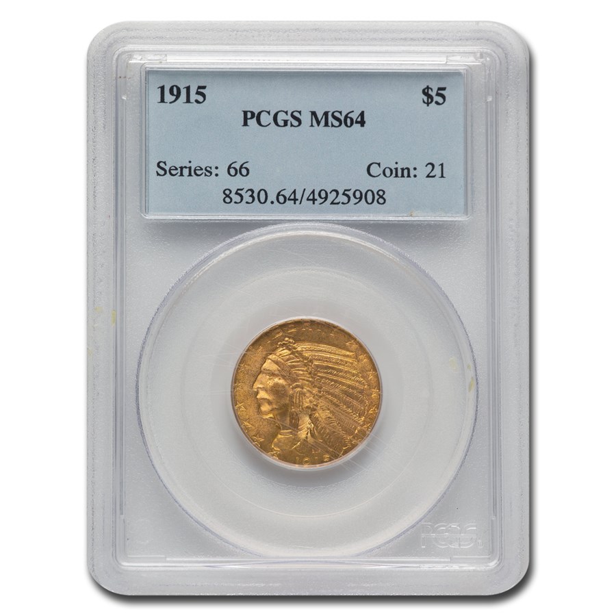 Buy 1915 $5 Indian Gold Half Eagle MS-64 PCGS | APMEX