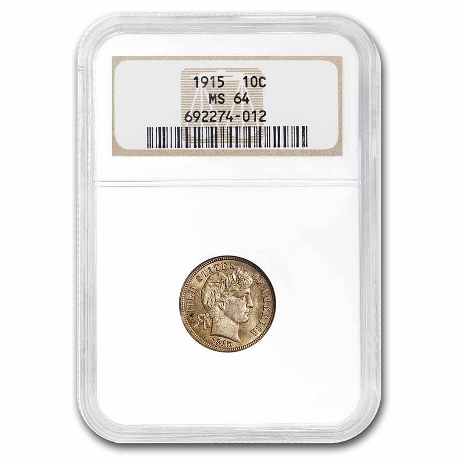 1915 Barber Dime MS-64 NGC