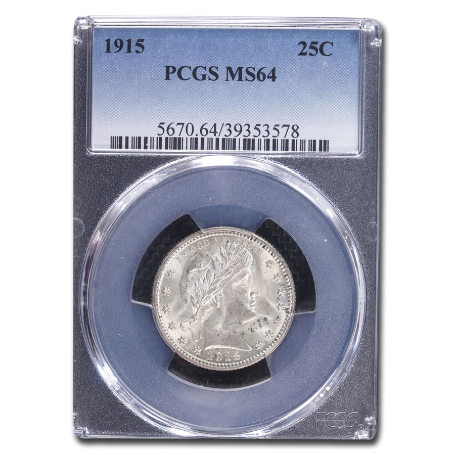 1915 Barber Quarter MS-64 PCGS