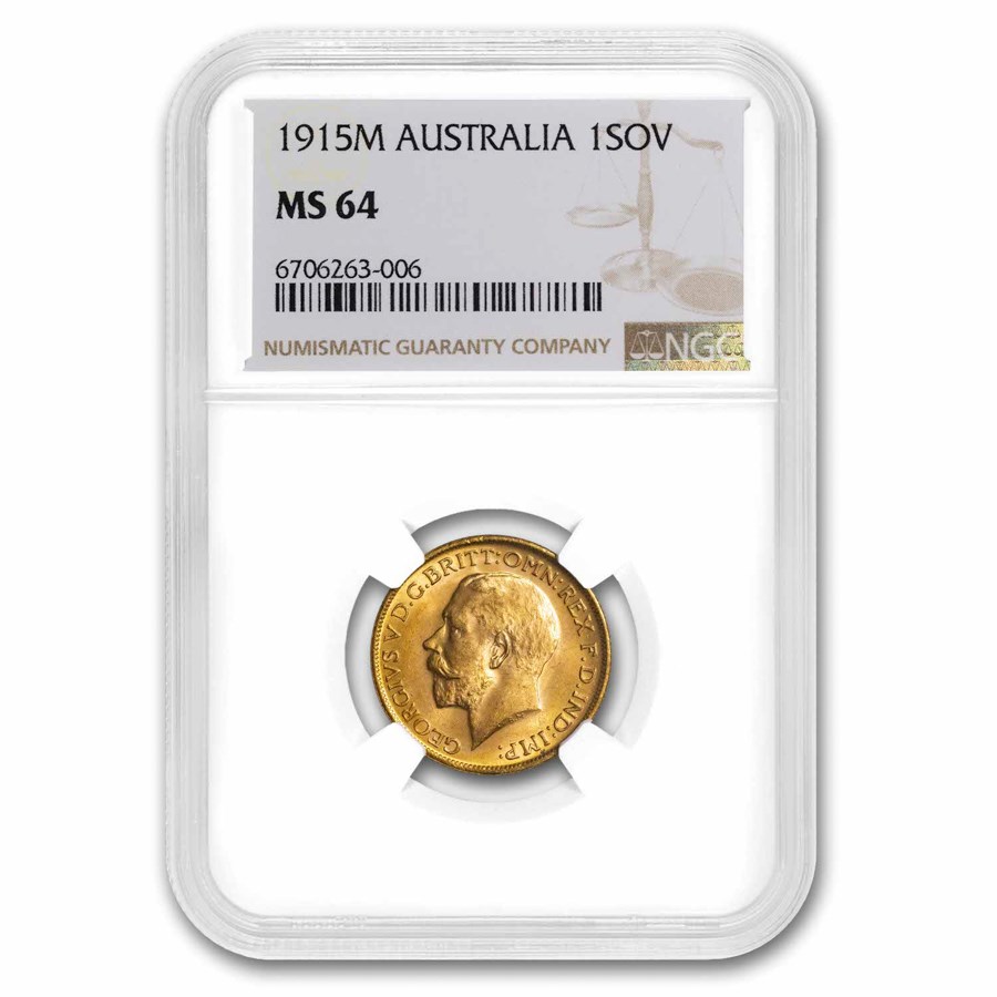 1915-M Australia Gold Sovereign George V MS-64 NGC
