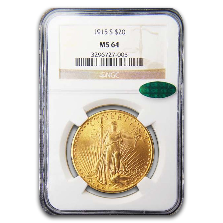1915-S $20 St Gaudens Gold Double Eagle MS-64 NGC CAC