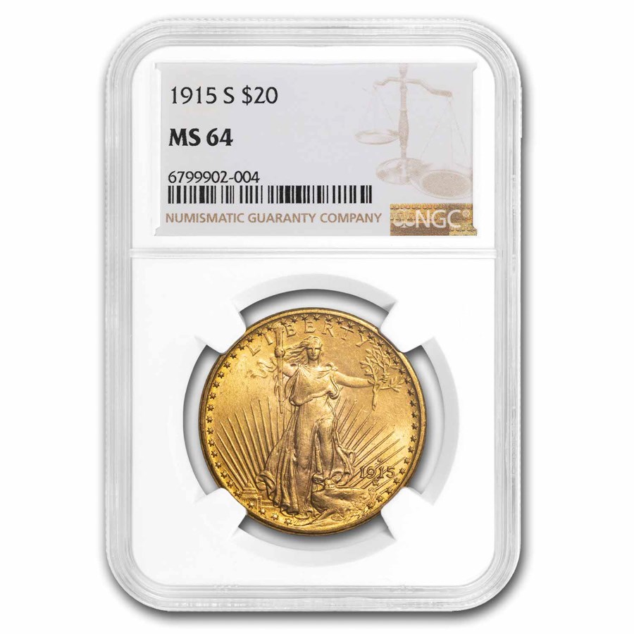 1915-S $20 St Gaudens Gold Double Eagle MS-64 NGC