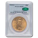 1915-S $20 St Gaudens Gold Double Eagle MS-65 PCGS CAC