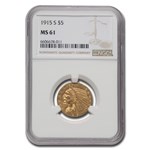 1915-S $5 Indian Gold Half Eagle MS-61 NGC