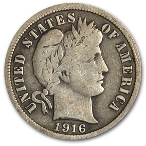 1916 Barber Dime Fine