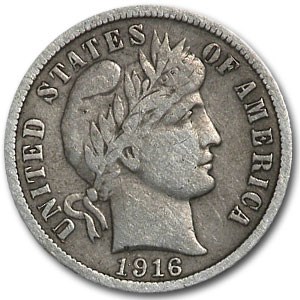 1916 Barber Dime VF