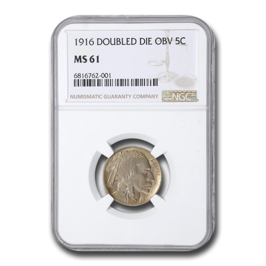 1916 Buffalo Nickel Double Die Obverse MS-61 NGC