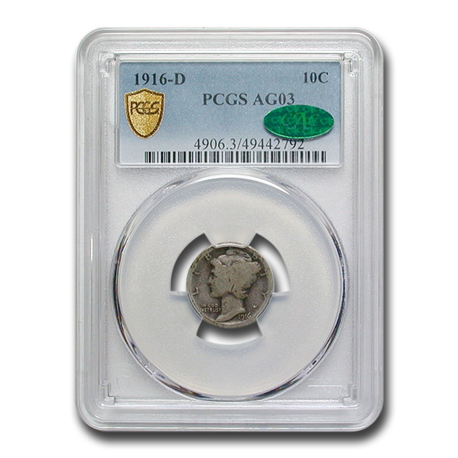 1916-D Mercury Dime AG-3 PCGS CAC