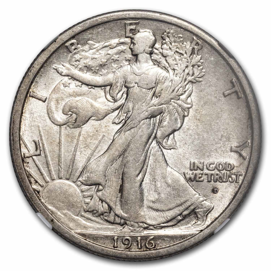 Buy 1916-D Walking Liberty Half Dollar AU-53 NGC | APMEX